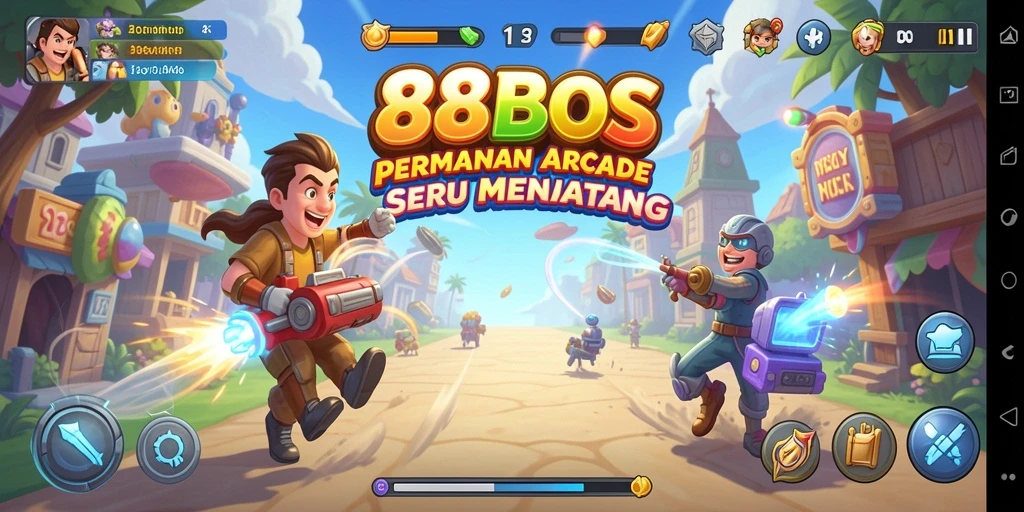 Tampilan gameplay seru dari 88BOS dengan tantangan Arcade yang menantang.