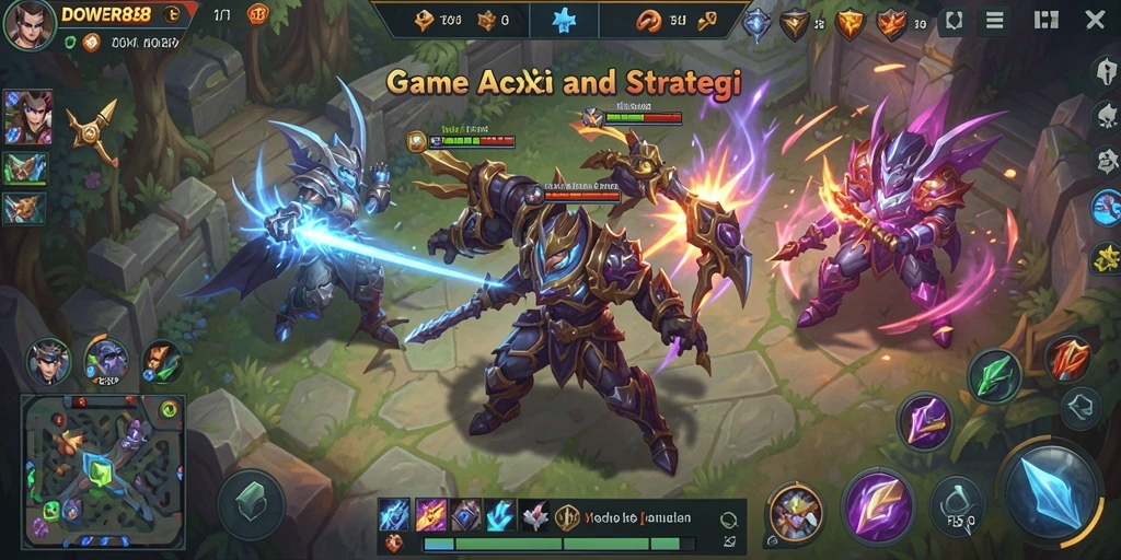 Tangkapan layar gameplay DOWER88 yang menunjukkan pertarungan hero MOBA.