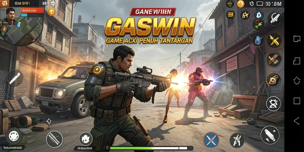 Screenshot permainan GASWIN menampilkan aksi seru dan gameplay yang mendebarkan.