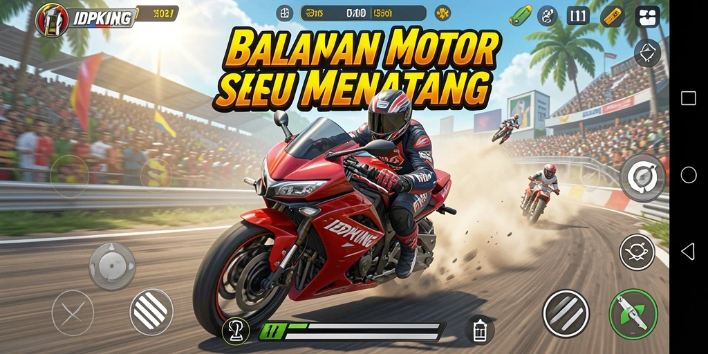 Tampilan permainan balapan motor yang mendebarkan dan seru.