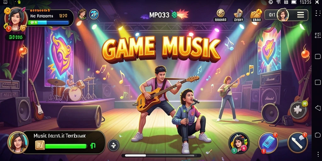 Screenshot MPO303 menampilkan gameplay dengan efek musik yang memukau.