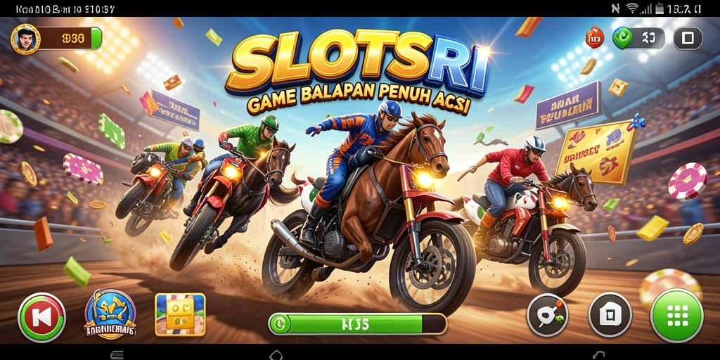 Tampilan gameplay SLOTSRI yang menegangkan saat balapan.