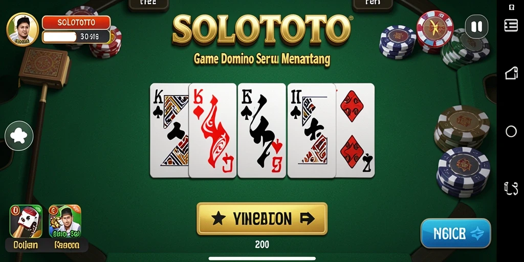 Screenshot utama SOLOTOTO menunjukkan pemain sedang menikmati gameplay Domino yang seru.